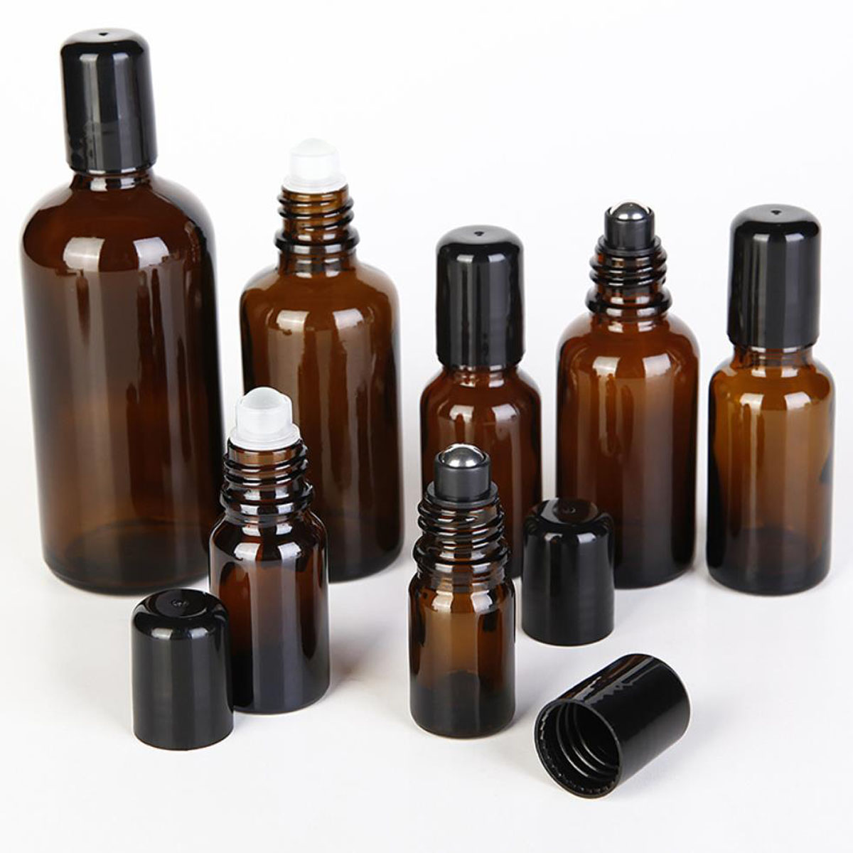 Attar Oil Roll On - 5/10/15/30/50/100 ミリリットル琥珀厚いガラスロールオンエッセンシャルオイル空の香水ボトルローラーステンレス鋼ボール詰め替え