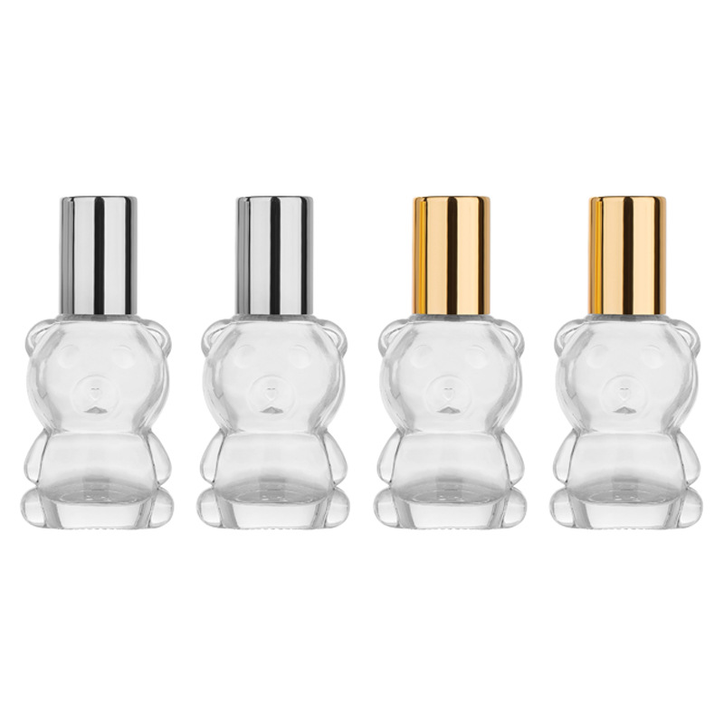 Perfume Fragrance Ingredients - エッセンシャルオイルガラスボトル空のクリアクマ型スチールローラーボールバイアル詰め替え化粧包装 8 ミリリットル香水ロールオンボトル
