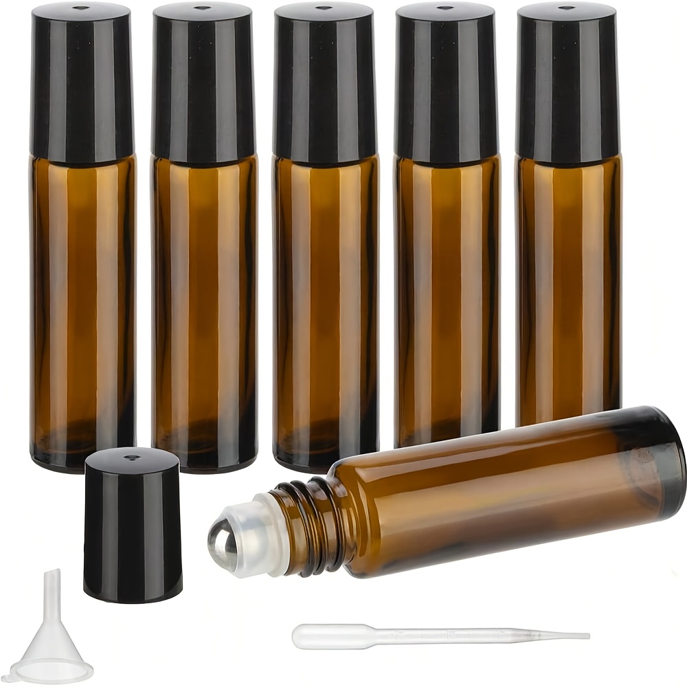Attar Oil Roll On - 5/10 個 5/10 ミリリットル琥珀ガラス空のロールオンボトル詰め替えサンプルテストエッセンシャルオイルバイアルローラーボール液体容器