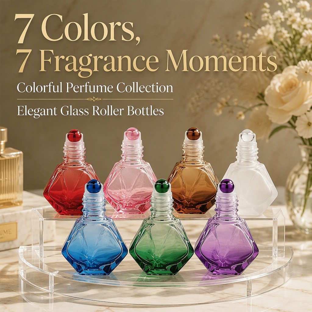 7mlの空のダイヤモンド型カラーガラスロールオンボトル、エッ - Attar Oil Roll On のレビューと価格
