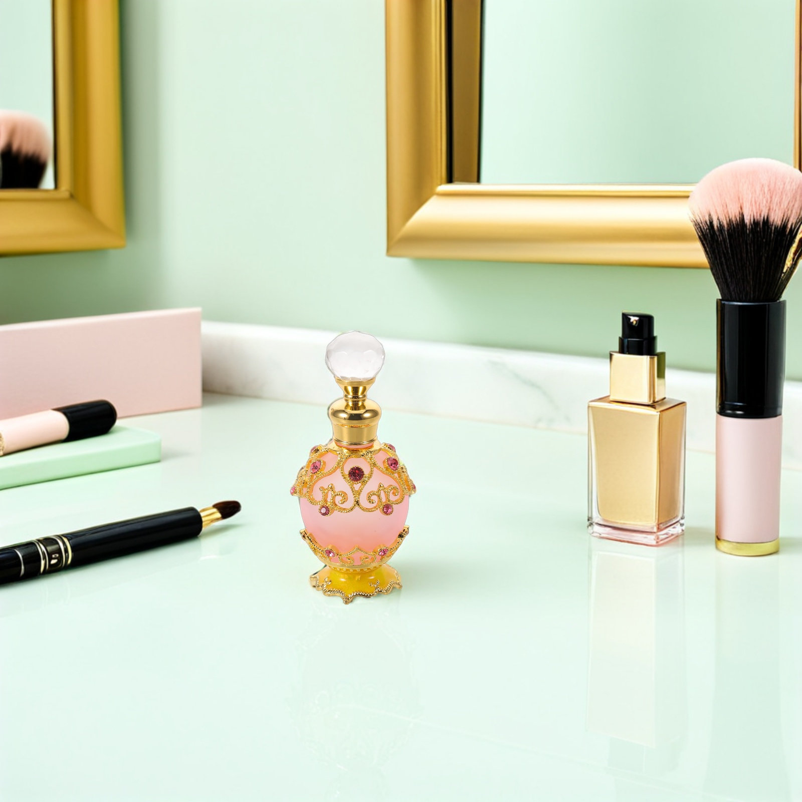 15mlのクリスタルラインストーン装飾ガラス製香水ボトル。携 - Perfume Fragrance Refill のレビューと価格